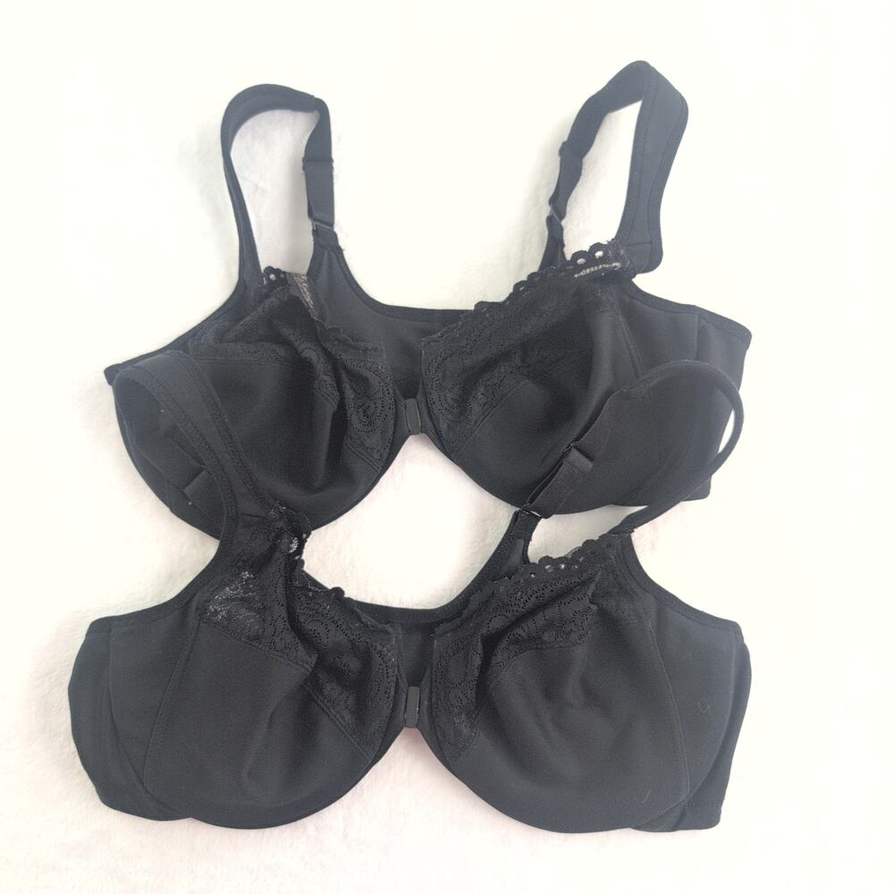 Glamorise (2) Front Close Reimforced Strap Underwire Lace Lined Bras Size 42C